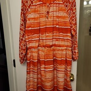 Michael Kors Orange Pleated Dress